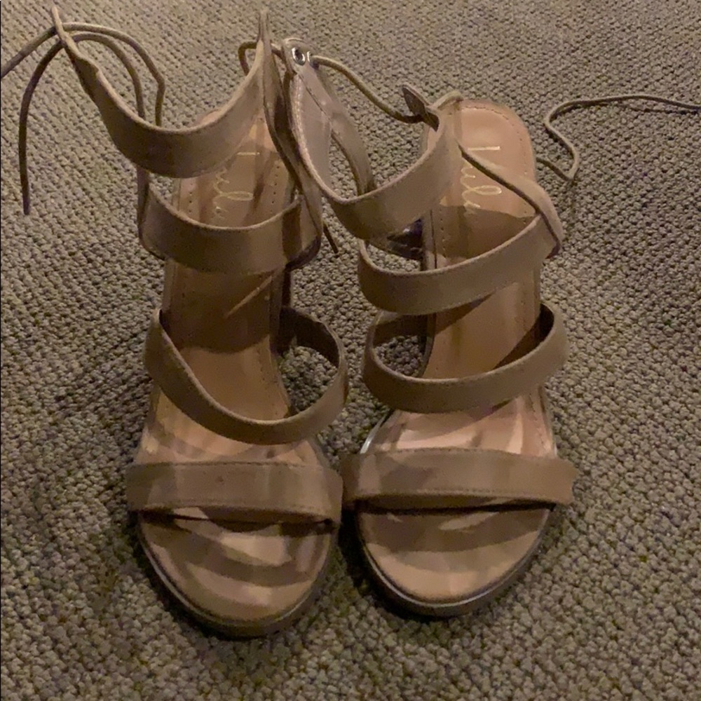 Lulus Nude Strappy Heels